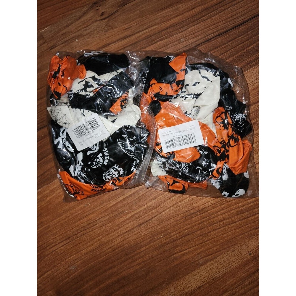 60 Pcs Halloween Party Balloons 10in Specter Spider Web Bat Orange Black White